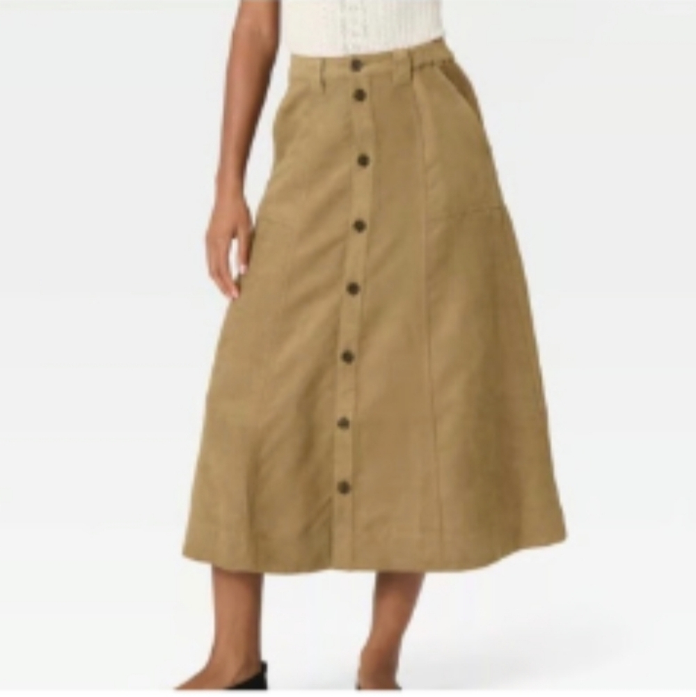 Universal Thread Women's Faux Suede Midi A-Line Skirt.
